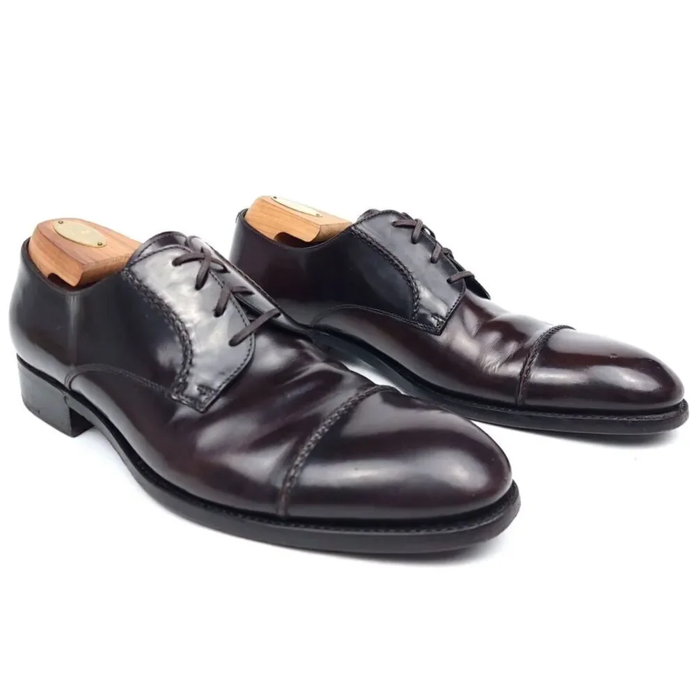 ERMENEGILDO ZEGNA Cap Toe Brown Leather Old Money Oxford Shoes 9 Quiet Luxury
